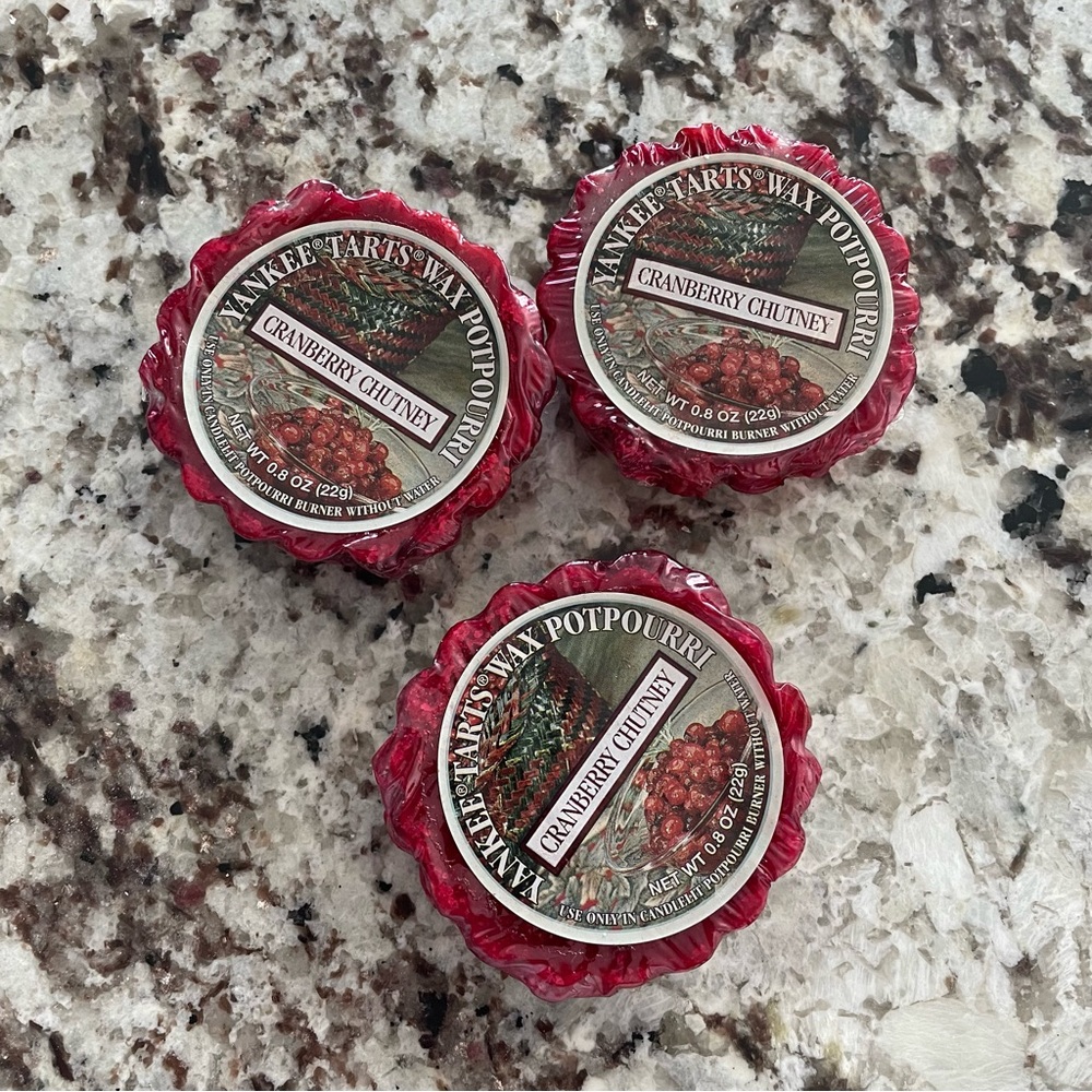 Set of 3 Rare Yankee Cranberry Chutney Wax Potpourri Tarts Scent 0.8 oz Vintage